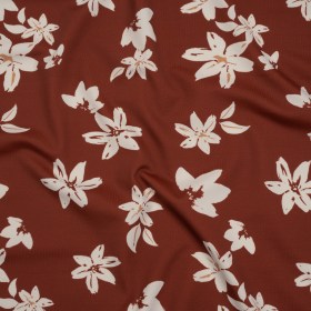 Stretch Nylon Jersey – Russet Brown and Cream Floral – Designer Deadstock Stretch Nylon Jersey – Russet Brown and Cream Floral – Designer Deadstock