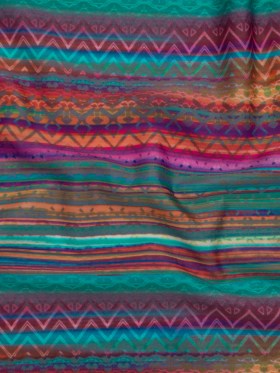 Stretch Nylon Swimwear Tricot – Rainbow and Gray Geometric Doodles Decorated Stripes – Designer Deadstock Stretch Nylon Swimwear Tricot – Rainbow and Gray Geometric Doodles Decorated Stripes – Designer Deadstock