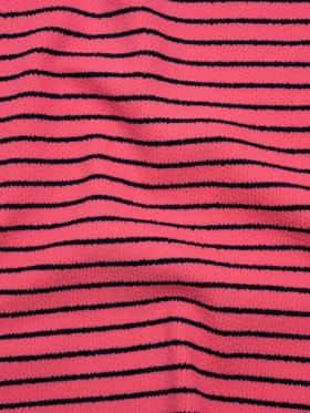 Stretch Nylon Textured Jacquard Knit – Neon Pink and Navy Blue Horizontal Stripes – Designer Deadstock Stretch Nylon Textured Jacquard Knit – Neon Pink and Navy Blue Horizontal Stripes – Designer Deadstock