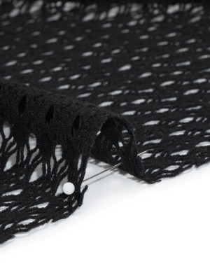 Knit Lace – Black Diamonds, Medallions and Stripes – Designer Deadstock Knit Lace – Black Diamonds, Medallions and Stripes – Designer Deadstock