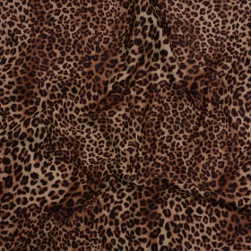 Stretch Nylon Interlock Knit – Beige, Brown and Black Leopard Print – Designer Deadstock Stretch Nylon Interlock Knit – Beige, Brown and Black Leopard Print – Designer Deadstock