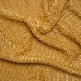Stretch Nylon Textured Jacquard Knit – Gold Ribs – Designer Deadstock Stretch Nylon Textured Jacquard Knit – Gold Ribs – Designer Deadstock