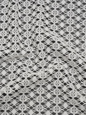 Knit Lace – White Diamonds, Medallions and Stripes – Designer Deadstock Knit Lace – White Diamonds, Medallions and Stripes – Designer Deadstock