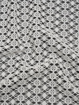 Knit Lace – White Diamonds, Medallions and Stripes – Designer Deadstock Knit Lace – White Diamonds, Medallions and Stripes – Designer Deadstock