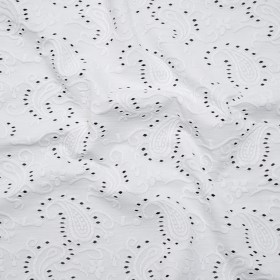 Stretch Nylon Eyelet Jacquard Knit – White Paisley – Designer Deadstock Stretch Nylon Eyelet Jacquard Knit – White Paisley – Designer Deadstock