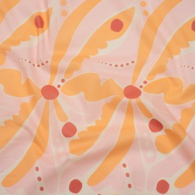 Cotton Lawn – Orange Creamsicle, Light Pink and Red Groovy Retro Floral – Designer Deadstock Cotton Lawn – Orange Creamsicle, Light Pink and Red Groovy Retro Floral – Designer Deadstock