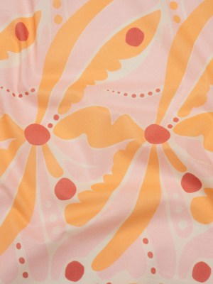Cotton Lawn – Orange Creamsicle, Light Pink and Red Groovy Retro Floral – Designer Deadstock Cotton Lawn – Orange Creamsicle, Light Pink and Red Groovy Retro Floral – Designer Deadstock