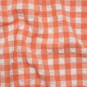 Puffy Stretch Polyester Seersucker – Pink and White Checks – Designer Deadstock Puffy Stretch Polyester Seersucker – Pink and White Checks – Designer Deadstock