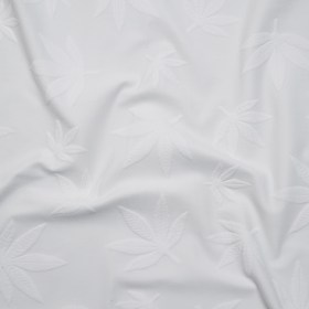 Stretch Polyester Jacquard Knit – White Scattered Leaves – Designer Deadstock Stretch Polyester Jacquard Knit – White Scattered Leaves – Designer Deadstock