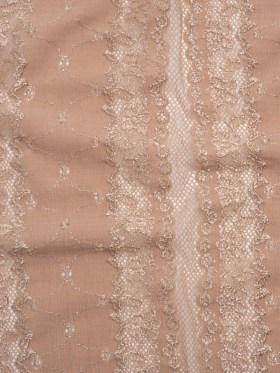 Stretch Polyester Knit Embroidered Eyelet Lace – Nude Floral and Abstract Stripes – Deadstock Stretch Polyester Knit Embroidered Eyelet Lace – Nude Floral and Abstract Stripes – Deadstock