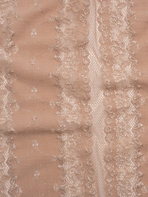 Stretch Polyester Knit Embroidered Eyelet Lace – Nude Floral and Abstract Stripes – Deadstock Stretch Polyester Knit Embroidered Eyelet Lace – Nude Floral and Abstract Stripes – Deadstock