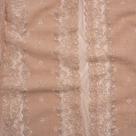 Stretch Polyester Knit Embroidered Eyelet Lace – Nude Floral and Abstract Stripes – Deadstock Stretch Polyester Knit Embroidered Eyelet Lace – Nude Floral and Abstract Stripes – Deadstock