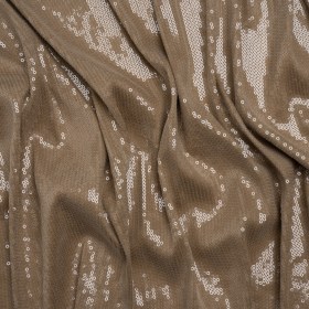 Rayon Jersey with Clear Baby Sequins – Tan Rayon Jersey with Clear Baby Sequins – Tan