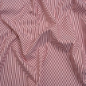 Cotton Oxford Shirting – Dark Red and White Stripes – Deadstock Cotton Oxford Shirting – Dark Red and White Stripes – Deadstock