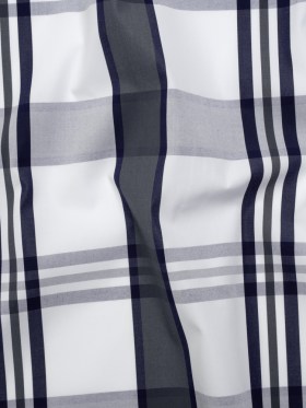 Cotton Shirting – Charcoal, White and Navy Plaid – Designer Deadstock Cotton Shirting – Charcoal, White and Navy Plaid – Designer Deadstock