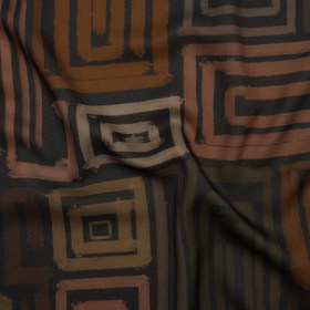 Polyester Crepe-Back Satin – Green, Brown and Black Painterly Blocks – Mood Exclusive Spiral Fusion Print Polyester Crepe-Back Satin – Green, Brown and Black Painterly Blocks – Mood Exclusive Spiral Fusion Print