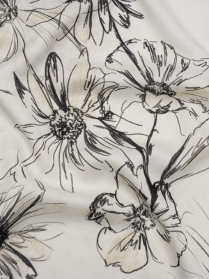 Polyester Crepe-Back Satin – Black and Cream Florals – Mood Exclusive Illustrated Herbarium Print Polyester Crepe-Back Satin – Black and Cream Florals – Mood Exclusive Illustrated Herbarium Print
