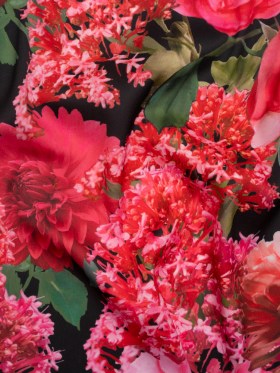 Polyester Crepe-Back Satin – Pink, Red and Black Floral – Mood Exclusive Chrysanthemum Clarity Print Polyester Crepe-Back Satin – Pink, Red and Black Floral – Mood Exclusive Chrysanthemum Clarity Print