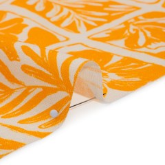 Linen and Rayon Woven – Sunshine Yellow and Cream Leaf and Flower Blocks – Mood Exclusive Terrarium Tendrils Print Linen and Rayon Woven – Sunshine Yellow and Cream Leaf and Flower Blocks – Mood Exclusive Terrarium Tendrils Print