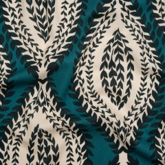 Linen and Rayon Woven – Teal, Navy and Cream Leafy Ogees – Mood Exclusive Lazy River Print Linen and Rayon Woven – Teal, Navy and Cream Leafy Ogees – Mood Exclusive Lazy River Print