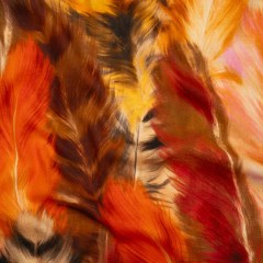 Linen and Rayon Woven – Orange, Goldenrod and Brown Feathers – Mood Exclusive Phoenix Feathers Print Linen and Rayon Woven – Orange, Goldenrod and Brown Feathers – Mood Exclusive Phoenix Feathers Print