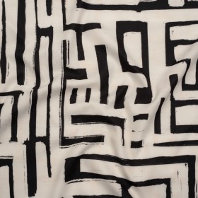 Peached Polyester Twill – Black and White Geometric Painting – Mood Exclusive Mobius Maze Print Peached Polyester Twill – Black and White Geometric Painting – Mood Exclusive Mobius Maze Print