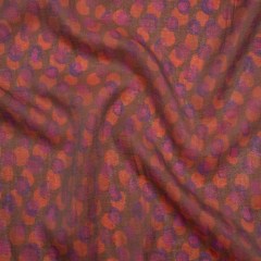 Viscose and Polyester Crepe Organza – Brown, Orange and Purple Overlapping Polka Dots – Mood Exclusive Confetti Kaleidoscope Print Viscose and Polyester Crepe Organza – Brown, Orange and Purple Overlapping Polka Dots – Mood Exclusive Confetti Kaleidoscope Print