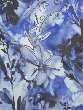 Viscose and Polyester Crepe Organza – Royal Blue and Black Dreamy Florals – Mood Exclusive Dream Weaver Print Viscose and Polyester Crepe Organza – Royal Blue and Black Dreamy Florals – Mood Exclusive Dream Weaver Print