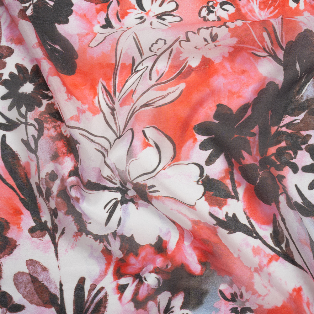 Viscose and Polyester Crepe Organza – Scarlet Red and Black Dreamy Florals – Mood Exclusive Dream Weaver Print Viscose and Polyester Crepe Organza – Scarlet Red and Black Dreamy Florals – Mood Exclusive Dream Weaver Print
