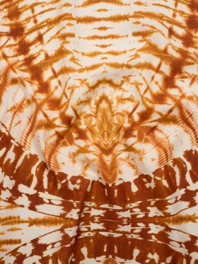 Peached Polyester Twill Panel – Burnt Orange and Cream Tie Dye Ovals – Mood Exclusive Golden Hour Groove Print Peached Polyester Twill Panel – Burnt Orange and Cream Tie Dye Ovals – Mood Exclusive Golden Hour Groove Print