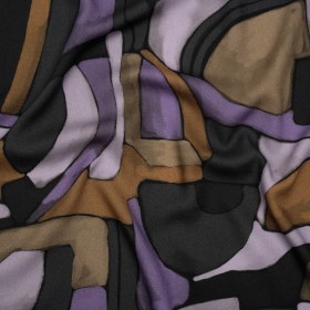 Viscose Crepe – Purple, Brown and Charcoal Abstract Blocks – Mood Exclusive Tumbling Blocks Print Viscose Crepe – Purple, Brown and Charcoal Abstract Blocks – Mood Exclusive Tumbling Blocks Print