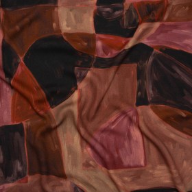 Viscose Crepe – Red, Wine and Rosewood Painted Blocks – Mood Exclusive Blocked Perspectives Print Viscose Crepe – Red, Wine and Rosewood Painted Blocks – Mood Exclusive Blocked Perspectives Print