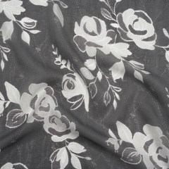 Viscose and Polyester Crepe Organza – Charcoal and Silver Roses – Mood Exclusive Sweet Morning Fog Print Viscose and Polyester Crepe Organza – Charcoal and Silver Roses – Mood Exclusive Sweet Morning Fog Print