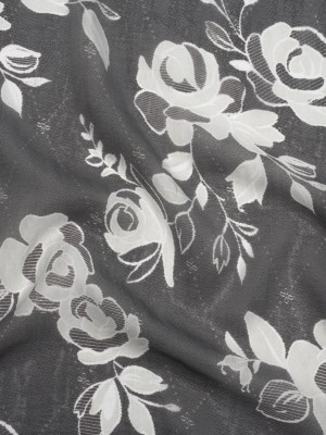Viscose and Polyester Crepe Organza – Charcoal and Silver Roses – Mood Exclusive Sweet Morning Fog Print Viscose and Polyester Crepe Organza – Charcoal and Silver Roses – Mood Exclusive Sweet Morning Fog Print