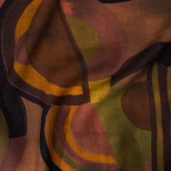 Viscose Crepe – Brown, Dark Red and Olive Green Soft Geometrics – Mood Exclusive Orphic Orbits Print Viscose Crepe – Brown, Dark Red and Olive Green Soft Geometrics – Mood Exclusive Orphic Orbits Print