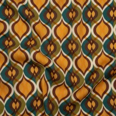 Viscose Crepe – Golden Yellow, Olive Green and Sea Blue Ogees – Mood Exclusive Golden Shore Summer Print Viscose Crepe – Golden Yellow, Olive Green and Sea Blue Ogees – Mood Exclusive Golden Shore Summer Print