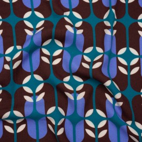 Viscose Crepe – Chocolate Brown, Blue and Teal Retro Geometric – Mood Exclusive Mod Logic Print Viscose Crepe – Chocolate Brown, Blue and Teal Retro Geometric – Mood Exclusive Mod Logic Print