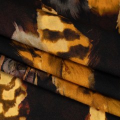Viscose Crepe – Black, Dark Brown and Golden Yellow Feathers – Mood Exclusive Flight of Fire Print Viscose Crepe – Black, Dark Brown and Golden Yellow Feathers – Mood Exclusive Flight of Fire Print