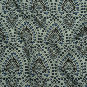 Viscose Crepe – Aqua, Blue and Black Anthemion Paisley – Mood Exclusive Gilded Garland Print Viscose Crepe – Aqua, Blue and Black Anthemion Paisley – Mood Exclusive Gilded Garland Print