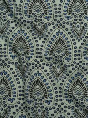 Viscose Crepe – Aqua, Blue and Black Anthemion Paisley – Mood Exclusive Gilded Garland Print Viscose Crepe – Aqua, Blue and Black Anthemion Paisley – Mood Exclusive Gilded Garland Print