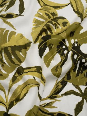 Rayon Challis – Green and White Tropical Leaves – Mood Exclusive Paradise Rhapsody Print Rayon Challis – Green and White Tropical Leaves – Mood Exclusive Paradise Rhapsody Print
