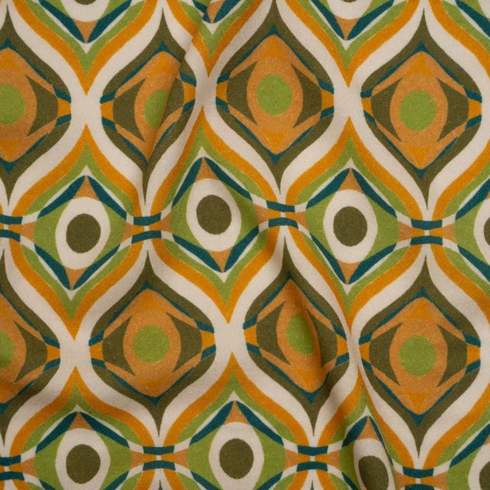 Viscose Crepe – Orange, Lime Green and Dark Blue Eye-Like Ogees – Mood Exclusive Eye Spy Print Viscose Crepe – Orange, Lime Green and Dark Blue Eye-Like Ogees – Mood Exclusive Eye Spy Print