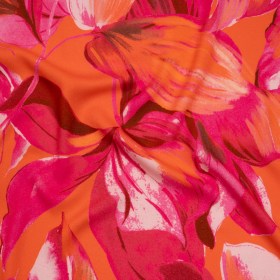 Viscose Crepe – Hot Pink and Orange Painterly Florals – Mood Exclusive August Augury Print Viscose Crepe – Hot Pink and Orange Painterly Florals – Mood Exclusive August Augury Print