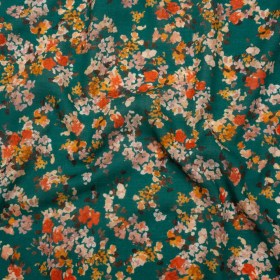 Cotton Crepe – Teal, Red and Golden Yellow Spotty Florals – Mood Exclusive Dancing Drifts Print Cotton Crepe – Teal, Red and Golden Yellow Spotty Florals – Mood Exclusive Dancing Drifts Print