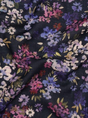 Cotton Crepe – Navy, Magenta and Indigo Little Watercolor Flowers – Mood Exclusive Sonnet for Summer Print Cotton Crepe – Navy, Magenta and Indigo Little Watercolor Flowers – Mood Exclusive Sonnet for Summer Print