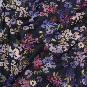 Cotton Crepe – Navy, Magenta and Indigo Little Watercolor Flowers – Mood Exclusive Sonnet for Summer Print Cotton Crepe – Navy, Magenta and Indigo Little Watercolor Flowers – Mood Exclusive Sonnet for Summer Print