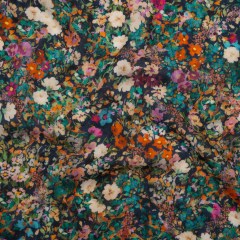 Cotton Crepe – Navy, Teal and Red-Orange Florals – Mood Exclusive Wildflower Riot Print Cotton Crepe – Navy, Teal and Red-Orange Florals – Mood Exclusive Wildflower Riot Print