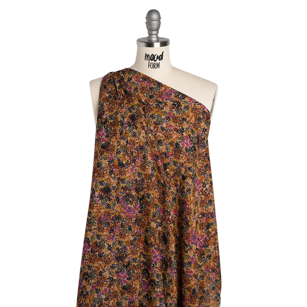 Cotton Crepe – Brown, Purple and Yellow Little Flowers – Mood Exclusive Crocus Confetti Print Cotton Crepe – Brown, Purple and Yellow Little Flowers – Mood Exclusive Crocus Confetti Print