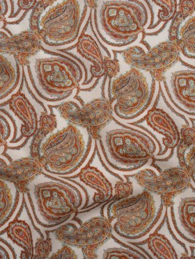 Cotton Crepe – White, Red and Sky Blue Paisley – Mood Exclusive Scroll Spectrum Print Cotton Crepe – White, Red and Sky Blue Paisley – Mood Exclusive Scroll Spectrum Print