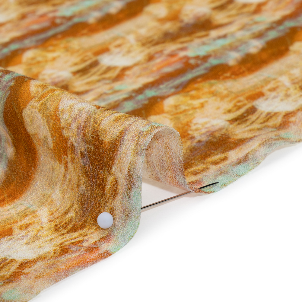 Cotton Crepe – Burnt Orange and Aqua Abstract Jellyfish Stripes – Mood Exclusive Tentacle Trails Print Cotton Crepe – Burnt Orange and Aqua Abstract Jellyfish Stripes – Mood Exclusive Tentacle Trails Print